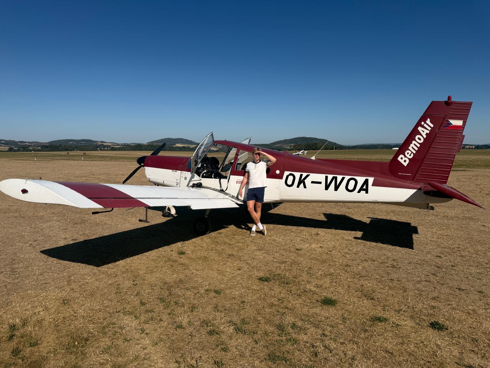 Denis during flight training